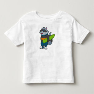 T-shirt Pour Les Tous Petits Racoon as Snowboarder avec snowboard