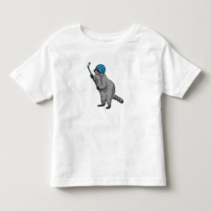 T-shirt Pour Les Tous Petits Racoon au hockey sur glace avec bâton de hockey su