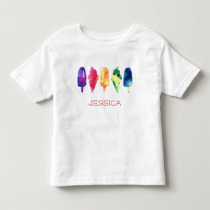 T-shirt Pour Les Tous Petits Rainbow Watercolor Crème glacée Popsicle personnal