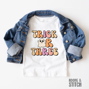 T-shirt Pour Les Tous Petits Retro Éffrayant Trick ou trois Anniversaire