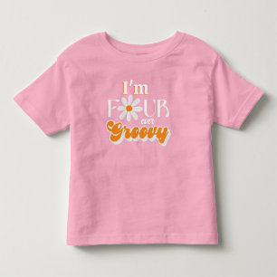 T-shirt Pour Les Tous Petits Retro Quatre Filles toujours Super 4e anniversaire