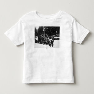 T-shirt Pour Les Tous Petits Rondins étant transportés sur Sleigh par une