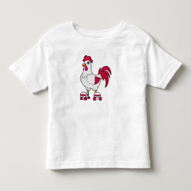 T-shirt Pour Les Tous Petits Rooster à Patinage en ligne avec Roller skates (Devant)