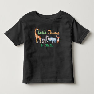 T-shirt Pour Les Tous Petits Safari Animal Wild Things Anniversaire Personnalis