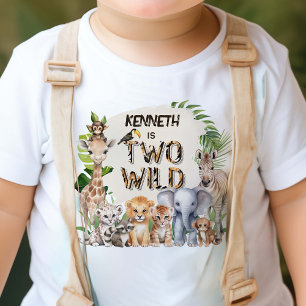 T-shirt Pour Les Tous Petits Safari Animaux à thème deux sauvages 2e anniversai