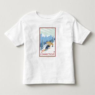 T-shirt Pour Les Tous Petits Scène de skieur de ConnecticutDownhill