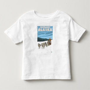 T-shirt Pour Les Tous Petits Scène Sledding de chien - Fairbanks, Alaska