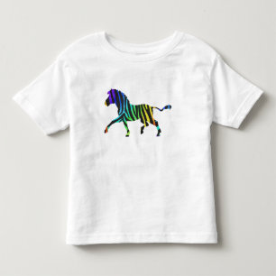 T-shirt Pour Les Tous Petits Silhouette noir et arc-en-ciel Zebra