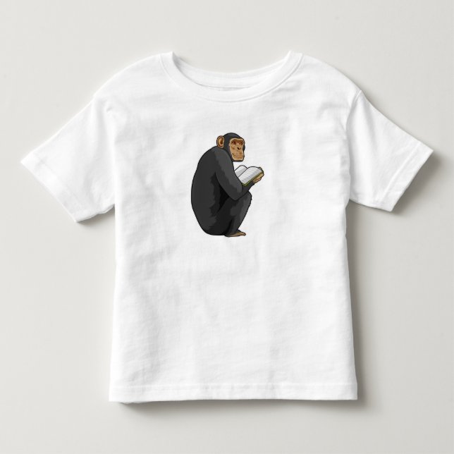 T-shirt Pour Les Tous Petits Singe Nerd avec livre (Devant)
