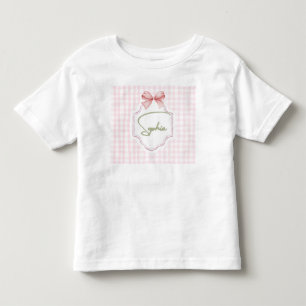 T-shirt Pour Les Tous Petits Sophia Nœud Rose Personnalisé & Imprimé Vichy