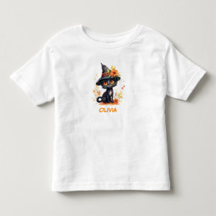 T-shirt Pour Les Tous Petits Sweet Halloween Chat Nom personnalisé