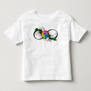 T-shirt Pour Les Tous Petits Symbole d'infini avec Rose arc-en-ciel