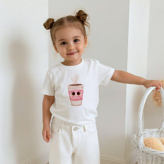 T-shirt Pour Les Tous Petits Tasse de café adorable avec de grands yeux brillan