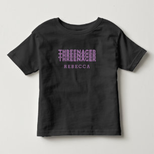 T-shirt Pour Les Tous Petits Threenager lettrage rétro nom lilas