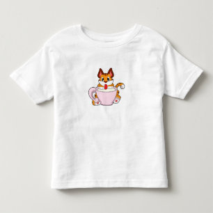 T-shirt Pour Les Tous Petits Tiger chat avec la coupe de lait.PNG