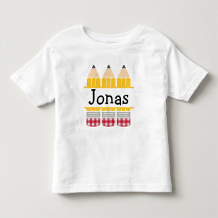 T-shirt Pour Les Tous Petits Toddler Garçon Personnalisé Crayon Plaid Trio