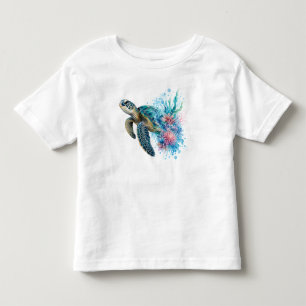 T-shirt Pour Les Tous Petits Tortue de mer à l'aquarelle PNG Design côtier océa