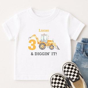 T-shirt Pour Les Tous Petits Trois ans et fou de construction Nom pour 3ème ann