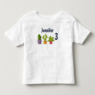 T-shirt Pour Les Tous Petits Trois mignons cactus dans des pots de fleurs Amusa