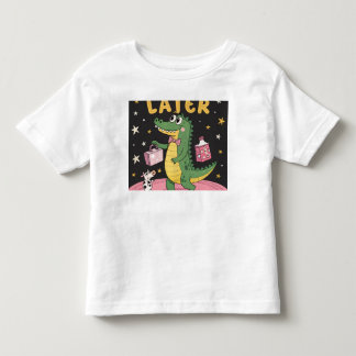 T-shirt Pour Les Tous Petits "ULTÉRIEUR" - Alligator de dessin animé rétro avec