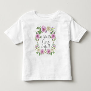 T-shirt Pour Les Tous Petits Un bébé délirant fille aquarelle Lavande florale