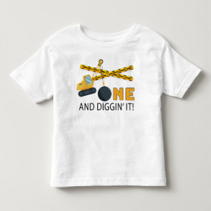 T-shirt Pour Les Tous Petits Un et fou de la construction pour son anniversaire