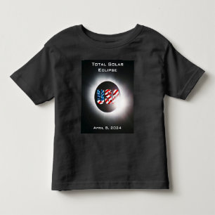 T-shirt Pour Les Tous Petits USA FLAG Total éclipse solaire 8 avril 2024