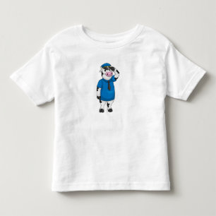 T-shirt Pour Les Tous Petits Vache comme agent de police avec casquette de poli