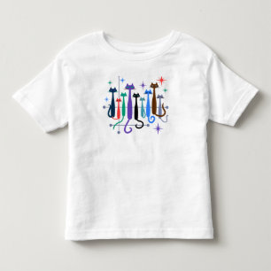 T-shirt Pour Les Tous Petits Vintage Retro Mid-Century Moderne Look Chats les a