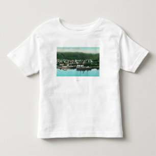 T-shirt Pour Les Tous Petits Vue de bord de mer de la ville et du vapeur