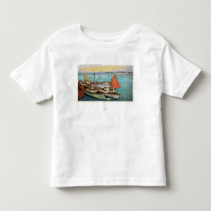 T-shirt Pour Les Tous Petits Vue des mouettes et des bateaux au quai