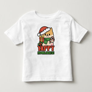 T-shirt Pour Les Tous Petits Yappy Howlidays - Jote Christmas Dog Cartoon