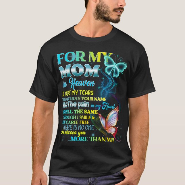T-shirt Pour Ma Mère Au Ciel, Je Cachais Mes Larmes (Devant)