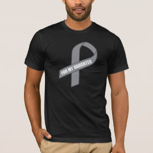 T-shirt Pour mon ruban gris/argenté de fille (de