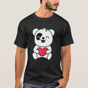 T-shirt Pour Panda Cute Panda tenir le coeur