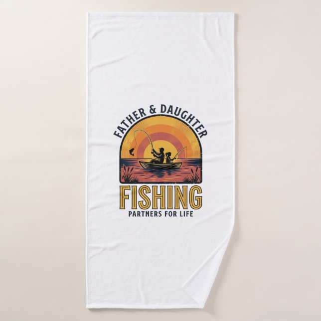 T-shirt pour père et fille, partenaires de pêche p (Serviette de bain)