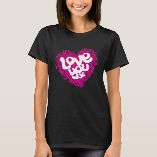 T-shirt pour slogan de coeur rose (Devant)
