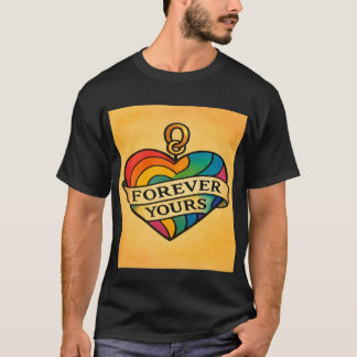 T-shirt Pour toujours votre coeur d'amour coloré