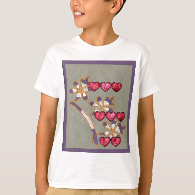 T-shirt Pour Vous De Moi : Beau Coeurs Floraux Design (Devant)