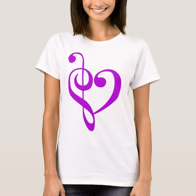 T-shirt Pourpre de coeur de musique (Devant)