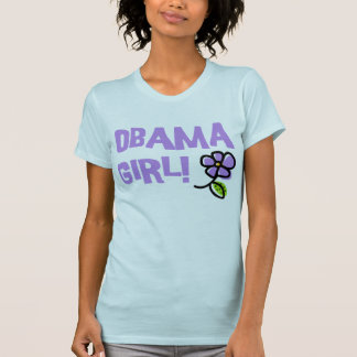 T-shirt pourpre de fleur de fille fraîche d'Obama