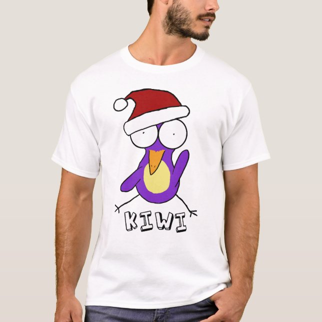 T-shirt pourpre de kiwi de Père Noël (Devant)