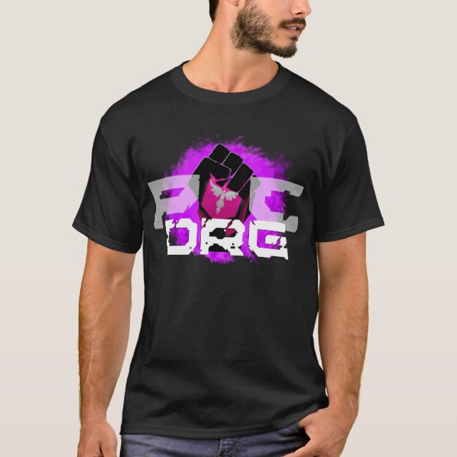 T-shirt pourpre de logo : Hommes noirs (Devant)