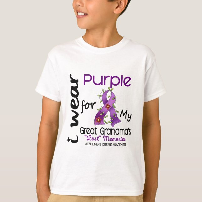 T-shirt Pourpre d'usage d'Alzheimers I pour ma grande (Devant)
