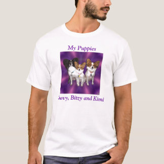 T-shirt pourpre, mes chiots, Chevy, Bitzy et Kimi