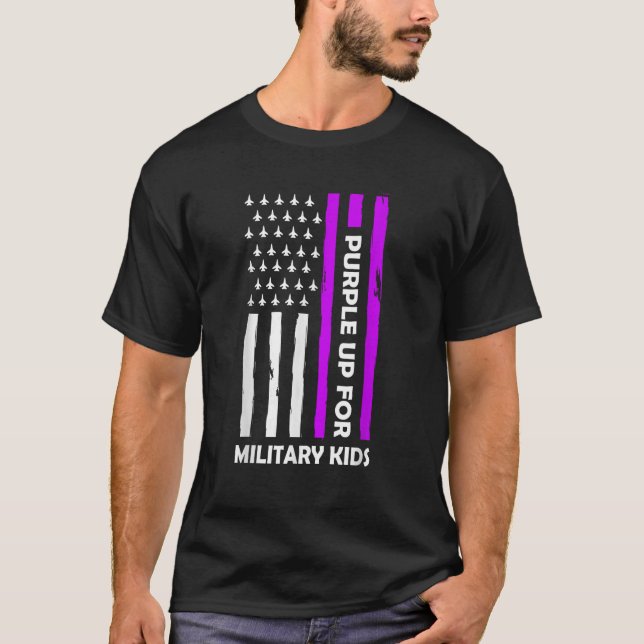 T-shirt Pourpre Pour Les Enfants Militaires De L'Enfant Mi (Devant)