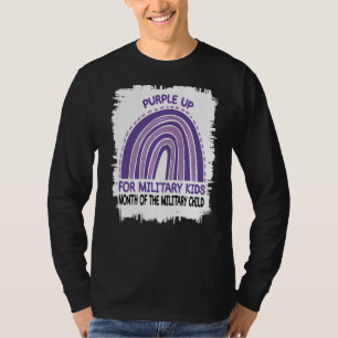 T-shirt Pourpre Pour Les Enfants Militaires Mois De L'Armé