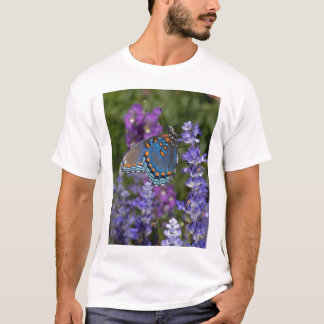 T-shirt pourpre repéré par rouge