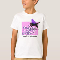 T-shirt pourpre rose de fée de minou