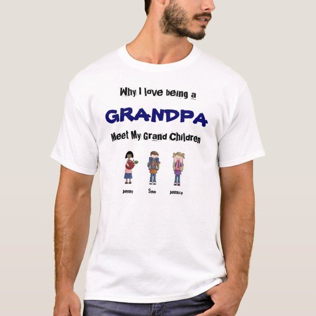 T-shirt Pourquoi j'aime être un grand-papa (Devant)